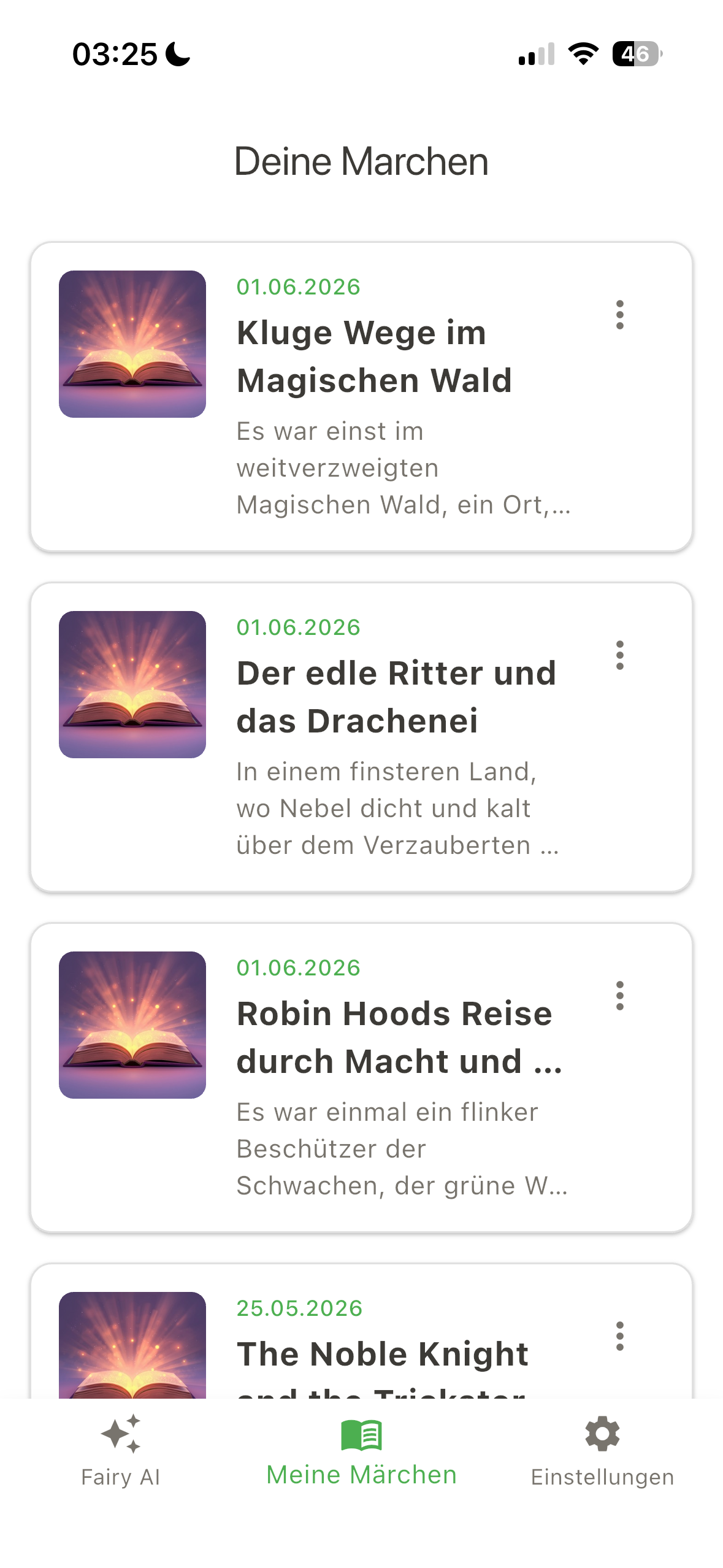 Fairyfy — KI Kindergeschichten App mit gespeicherter Märchen-Bibliothek