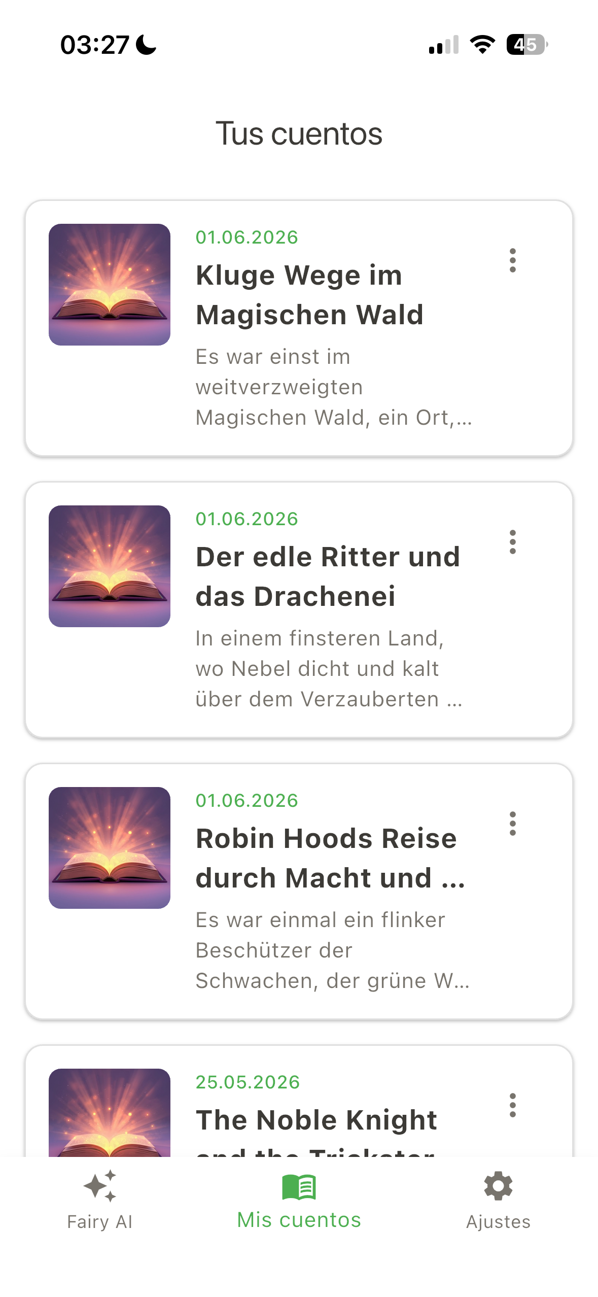 Fairyfy — cuentos de hadas con IA para niños, biblioteca de cuentos